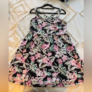 Forever 21 Kids Floral Dress - Black and Pink